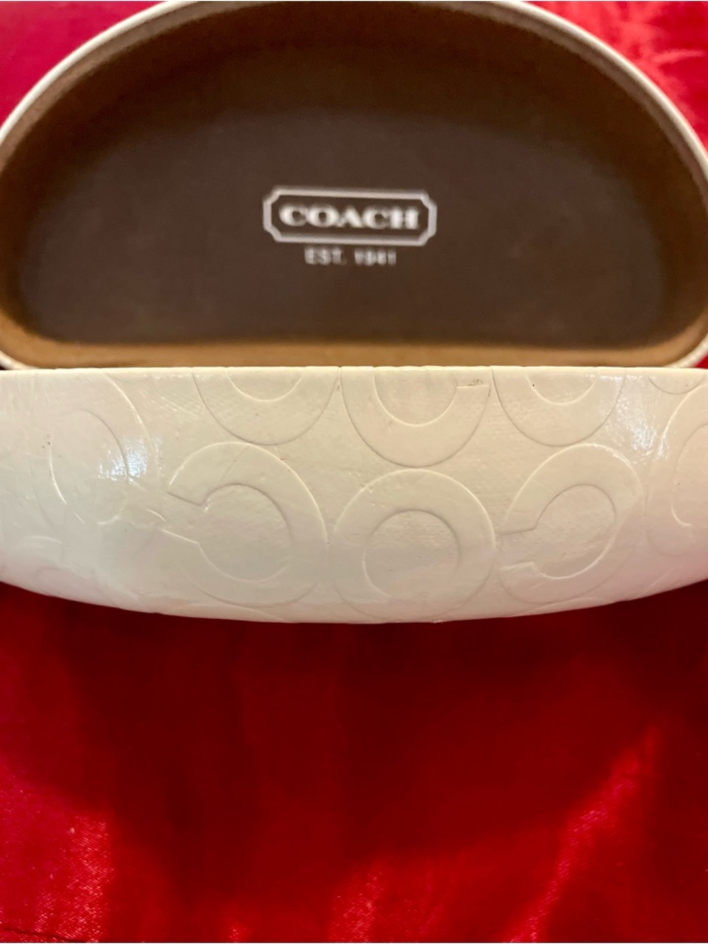 Coach Embossed Signature Sunglasses Case with Brown Interior🔥